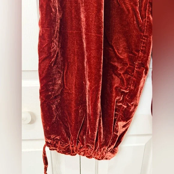 We The Free | Velvet Wide-Leg Pants in Rich Orange Red - Picture 5 of 5